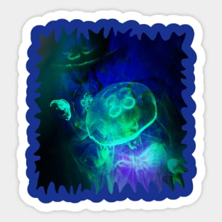 Green Glowing Luminescence of the UFO Jellyfish Sticker